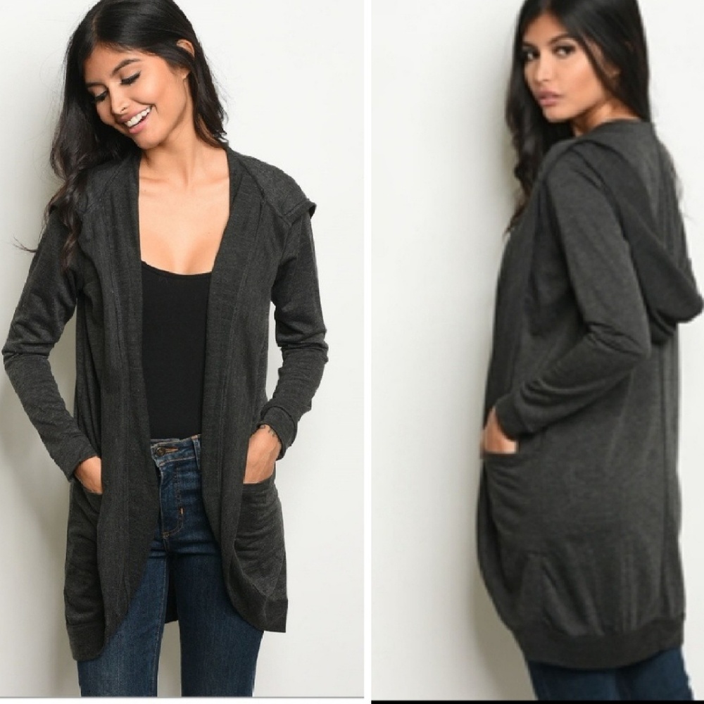 SOLD OUT  Charcoal Jersey open Cardigan